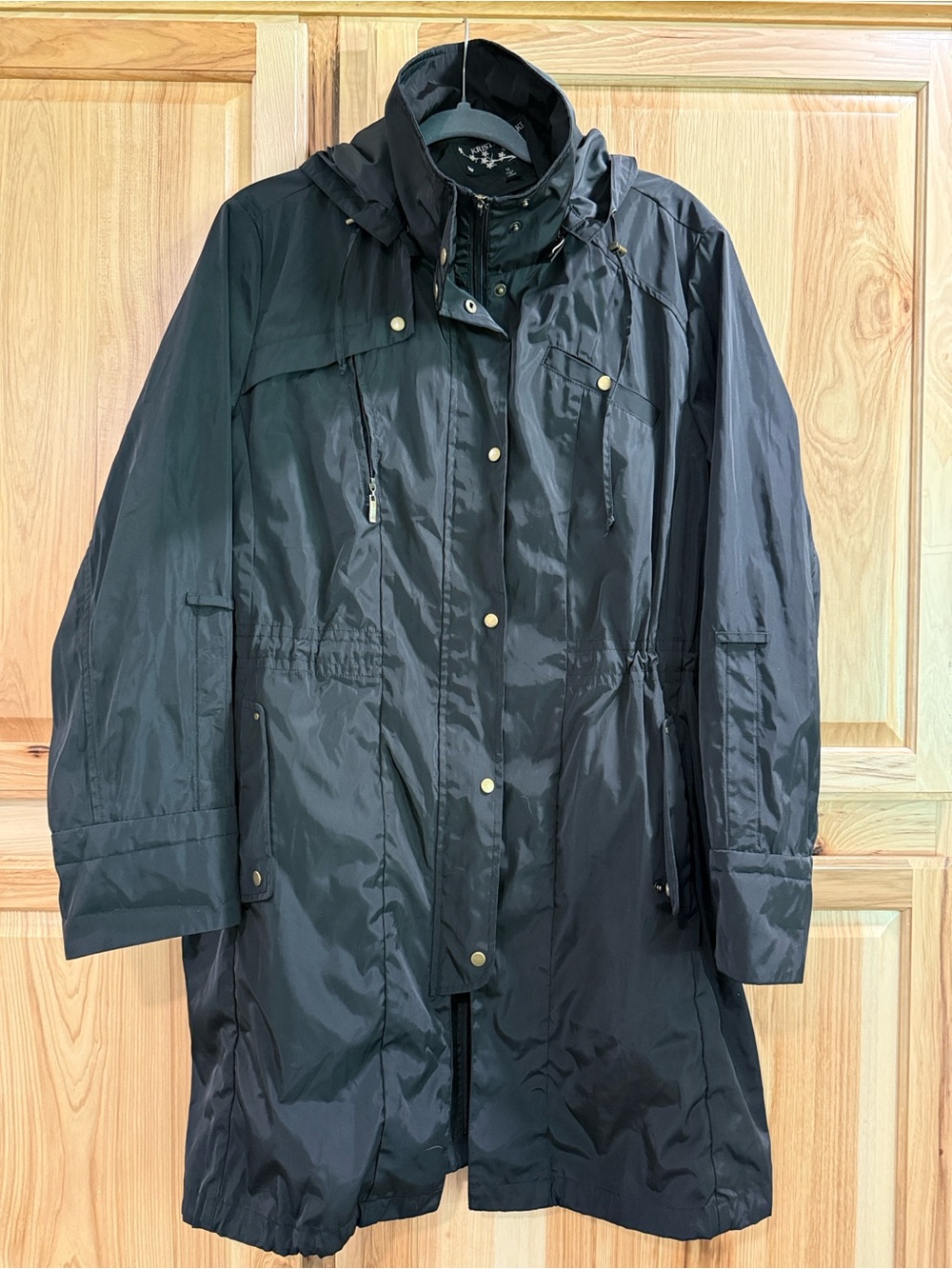 Kristen Blake Size 1X Black Hooded Minimalist Versatile Trench Jacket